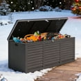 thumbnail image 2 of Seizeen 130 Gal Deck Box, Resin Storage Box, Waterproof Large Patio Lockable Deck Box for Outside Cushions, Pool Accessories, Throw Pillows, Garden Tools, Black, 2 of 9