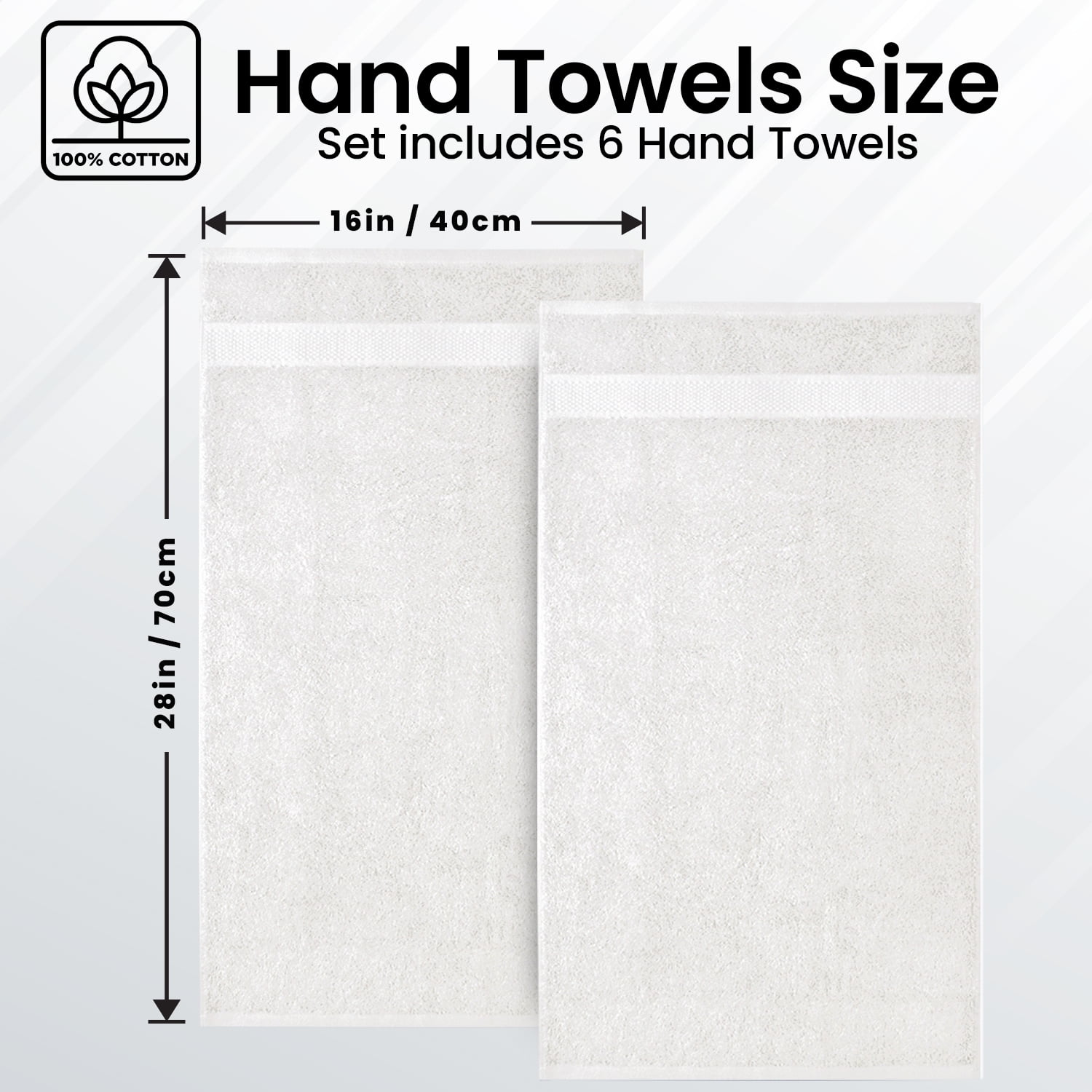Infinitee Xclusives Premium Hand Towels Honey Comb Dobby - Quick Dry - 6 Pack, White, 16x28 In