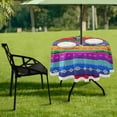 thumbnail image 6 of Coolnut 60" Mexican Colorful Stripes Round Tablecloth 60In,Waterproof Round Table Cloths with Umbrella Hole and Zipper,Party Patio Table Covers for Outdoor Backyard /BBQ/Picnic, 6 of 7