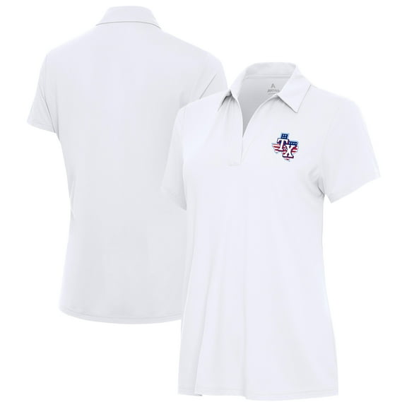 Women's Antigua White Texas Rangers Independence Day Patriotic Logo Era Polo