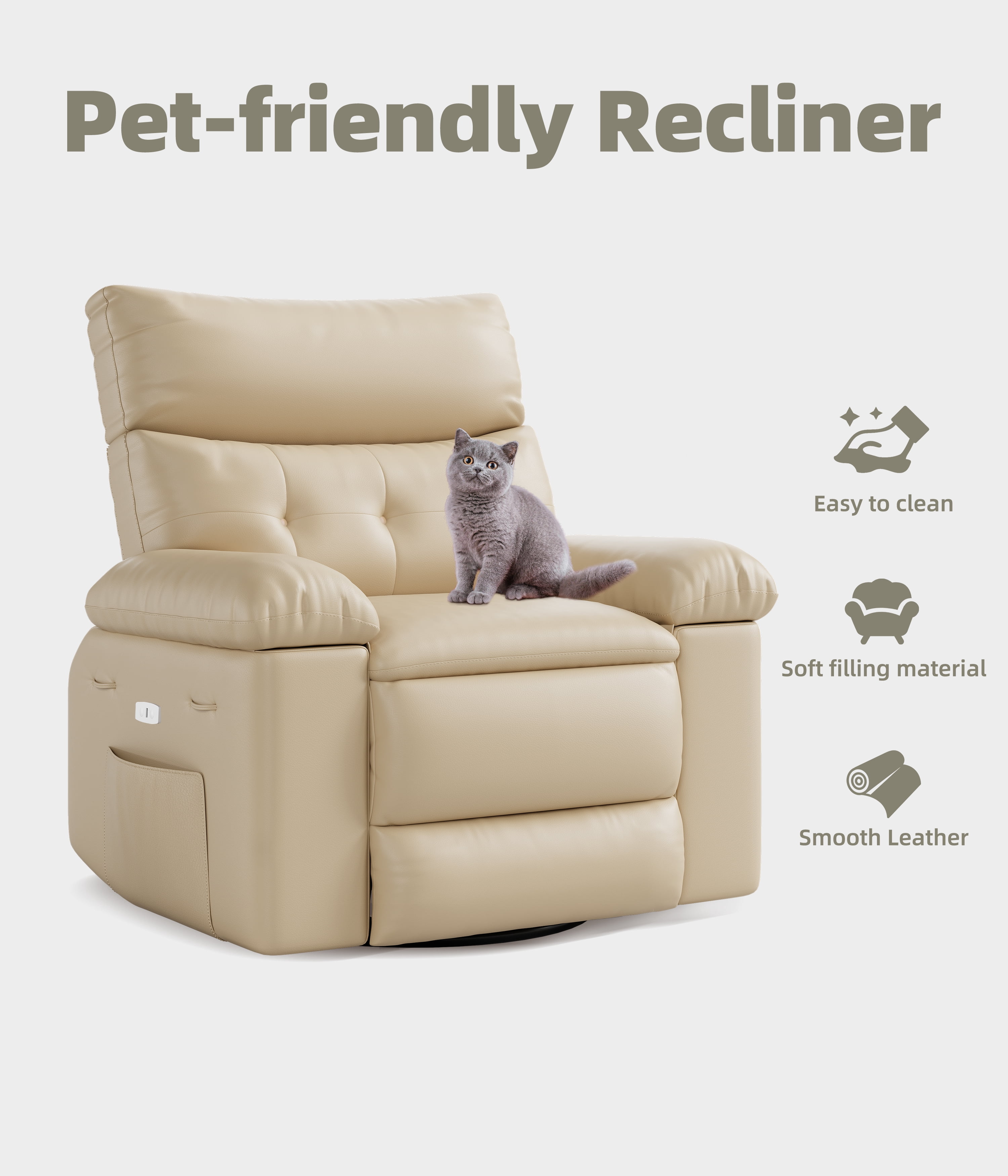 Oversized Recliner Chairs with Heat and Massage - 360°Swivel Lazy Boy Recliner Chair for Adults-Manual Rocking Chair with Remote Control for Living Rooms,Bedrooms and Nurseries