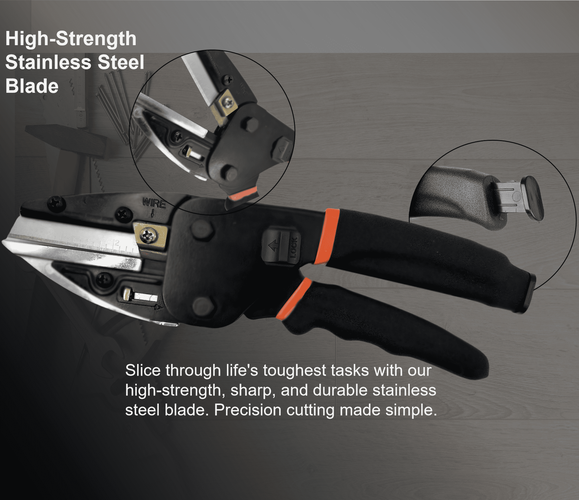Multipurpose Heavy Duty Scissors All Purpose Utility Industrial Scissors Cutter with Safety Lock, Non-slip Handle, and Thread Trimming - Perfect for Soft Pipe, Fibre, Wood, Iron Wire, Box