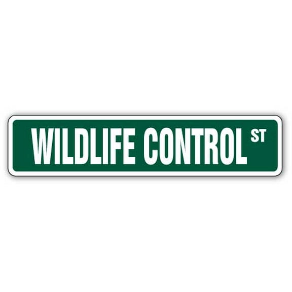 WILDLIFE CONTROL Aluminum Street Sign supplies rodent pest squirrels rabbits | Indoor/Outdoor | 18" Wide