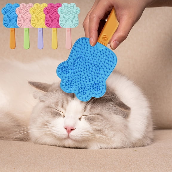 onlyliua Pet Deshedding Massage Brush Dual-Sided Grooming Tool With Silicone Massage Nubs And Stainless Pins Self-Cleaning One-Click Release For Long Or Short Hair Dogs And Cats Fur Remover Grooming
