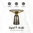 thumbnail image 4 of LeisureMod 19" Round End/Side Table with Sintered Stone Top and Brushed Gold Iron Rim Tempered Glass Pedestal Base No Assembly for Modern Home, Living Room Tully Collection in Grey/Black Stone, 4 of 18