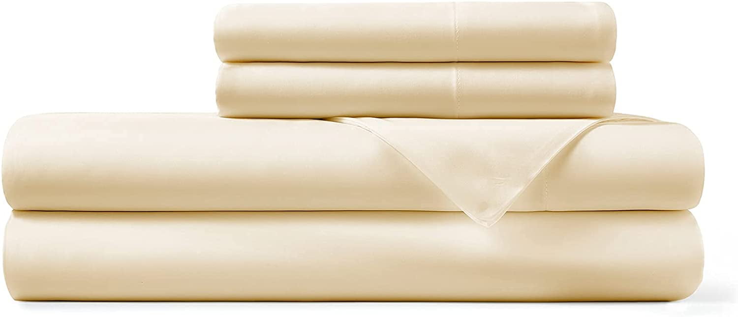 Queen, White) Silky Soft Bamboo Cotton Sheet Set, 100% Bamboo-Cotton Bed  Sheets, Queen Size, White欧米で人気の並行輸入品