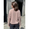 thumbnail image 4 of Women's Oversized Striped Long Sleeve Shirt Crewneck Tops Drop Shoulder Y2K Fall Clothes, 4 of 5