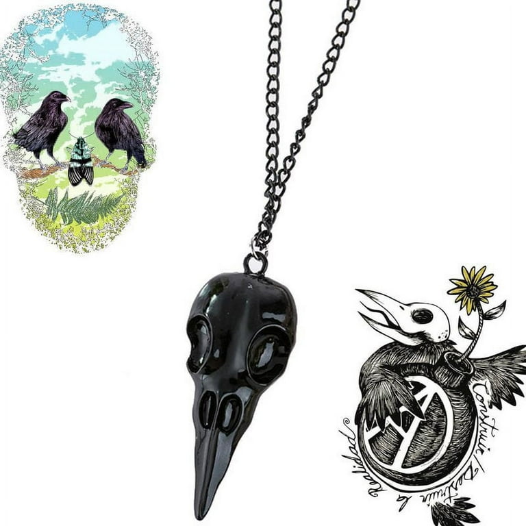 Taicanon Mens Womens Eagle Bird Skull Pendant Necklace Skull Raven
