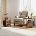 thumbnail image 2 of CONCETTA Set of 2 Small Nightstand with Charging Station, 2 Fabric Drawer, End Table with USB Ports and Outlets for Bedroom, Rustic Brown, 2 of 7