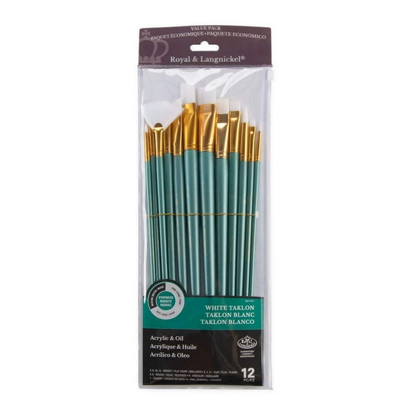 RSET-9311 | 12pc White Taklon Long Handle Variety Brush Set