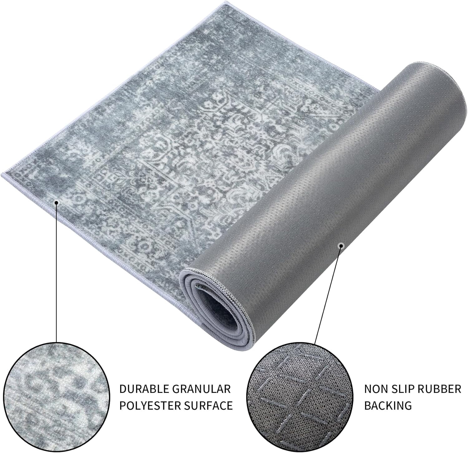 Kitchen Rugs Sets of 3 Non Slip Washable Kitchen Mats for Floor 3 Piece Set Grey Boho Kitchen Mat Set Kitchen Runner Rug Carpet for Laundry Room Front Door