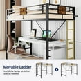 thumbnail image 7 of Allewie Metal Twin Size Loft Beds Frame with Stairs & Full-Length Guardrail, Space-Saving, Black, 7 of 7