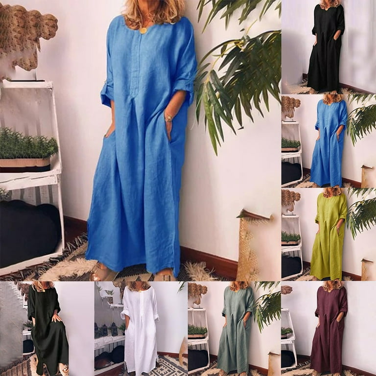 Cotton long sleeve maxi dresses hotsell
