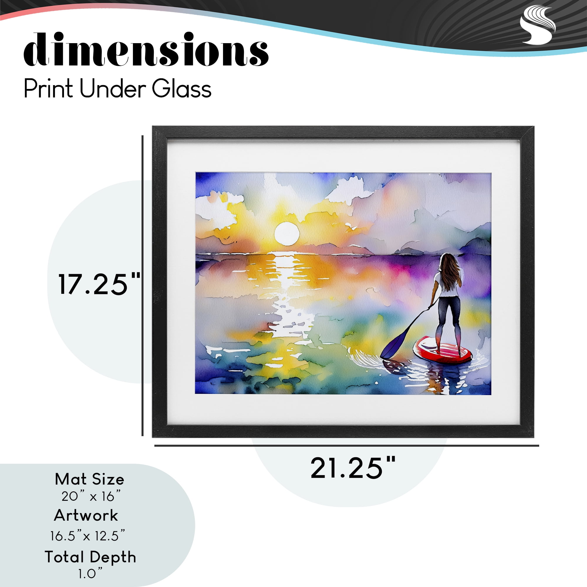 Stupell Industries Sunset Paddle Drift Black Framed Print Under Glass, design by Shelly Craig