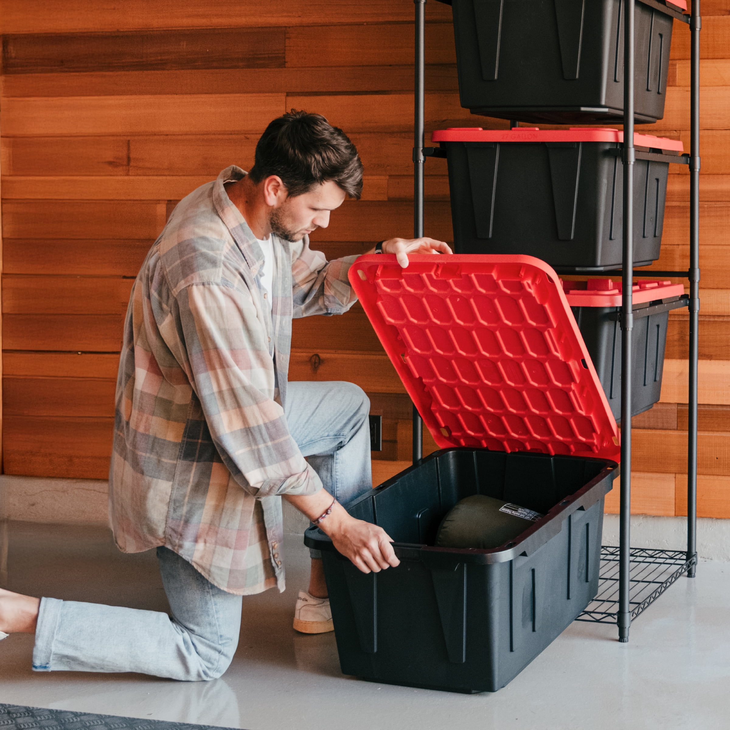 CleverMade Tote Tower Single 5-Tier Heavy-Duty Organizer for Garage, Pantry, Laundry Room