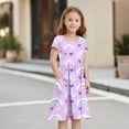 thumbnail image 4 of Grblisyd Girls Dresses Summer Short Sleeve Kids A Line Cute Cartoon Sundresses with Pockets for Casual 3-12 Y, 4 of 6