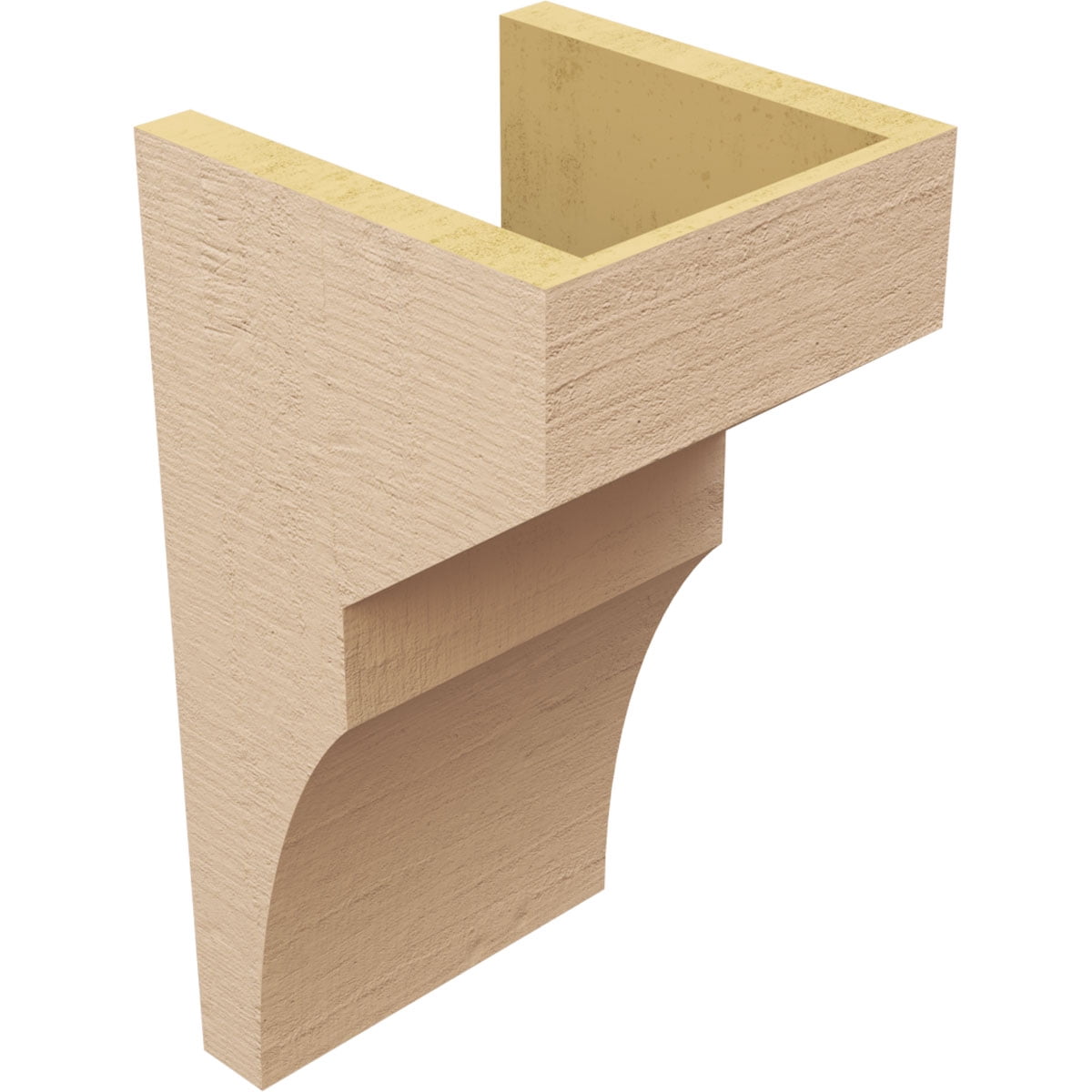 8"W x 8"D x 16"H Wide Monterey Rough Cedar Woodgrain TimberThane Corbel, Primed Tan