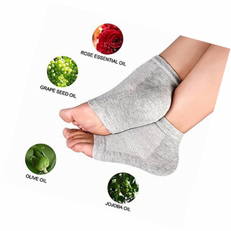 Toe Gel Socks Cracked Heel Socks Plantar Fascitis Grey Insole