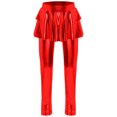 thumbnail image 4 of TiaoBug Leggings Métalliques Brillants à Volants Jupe-Short Jazz Hip Hop Danse Performance Rouge 6, 4 of 7