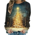 thumbnail image 2 of Elvqul Womens Tops Shirts Christmas Long Sleeve Funny Crewneck Tops for Women, 2 of 6