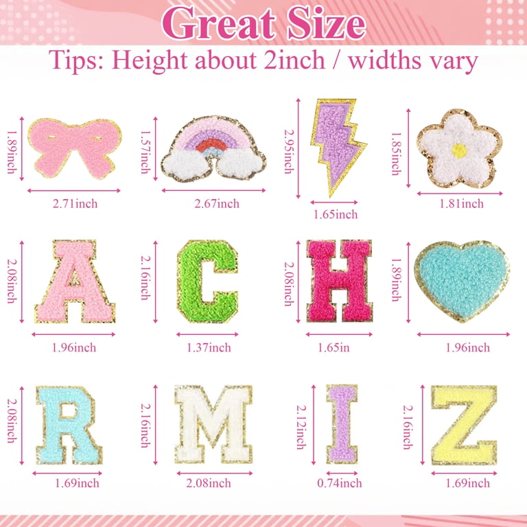 76-Piece Self-Adhesive Chenille Letters & Numbers Patches - Colorful Embroidered DIY Stickers For Clothing, Bags, Hats