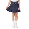 thumbnail image 3 of DJDLJWCJ Teen Girls School Uniform Skirts Bow Elastic Waist A Line Summer Skirt Stretch Soft Pleated Skirt with Lining Navy Size 9, 3 of 10