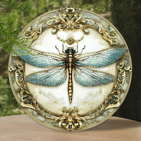 Charming Dragonfly & Floral Vintage Metal Wall Art - Perfect for Home, Cafe, Restaurant, Garage, or Garden Decor - Ideal Gift for Any Occasion, Indoor/Outdoor Use, 8x8 Inches, Perfect for Room Decor