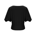 thumbnail image 5 of Htigea Women's Crewneck Cropped T-Shirt Half Sleeve Elastic Hem Tops Casual Loose Fit T Shirt Summer Cute Tees Black S, 5 of 6