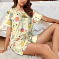 thumbnail image 4 of Logiee Colorful Cartoon Snail Print Womens Pajamas Set,Short-Sleeve Pajama 2 Piece Sleepwear with Pockets-XX-Large, 4 of 6