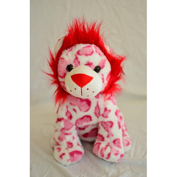 Valentine's Day Hug Me Red Pink Leopard Lion 12" Plush Soft Stuffed Gift Toy New