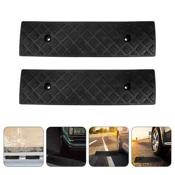 MLINS 2 Pcs Driveways Vehicle Ramps Threshold Pad 50.00X13.00X3.00CM Black