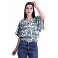 thumbnail image 2 of Moomaya Wrap Tops For Women Printed Elastic Waist Boxy Sleeve Casual Wrap Blouse, 2 of 5