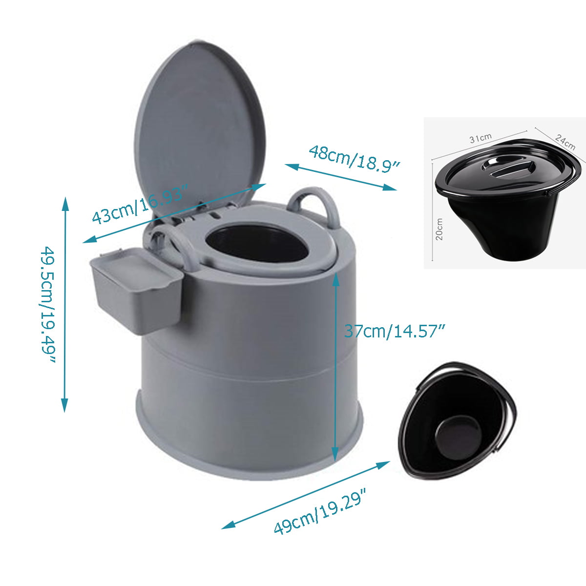 New 5L Portable Toilet Compact Potty Loo Camp Caravan Picnic Travel Fishing Lid 