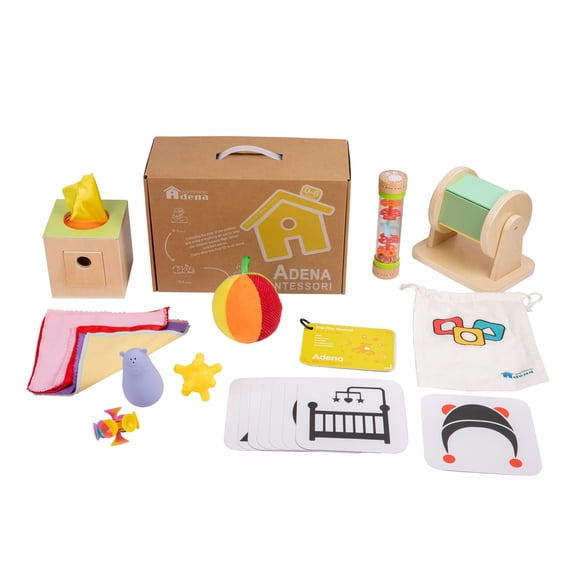 Kit de juego Adena Montessori de 0 a 6 meses con 9 juguetes para bebés