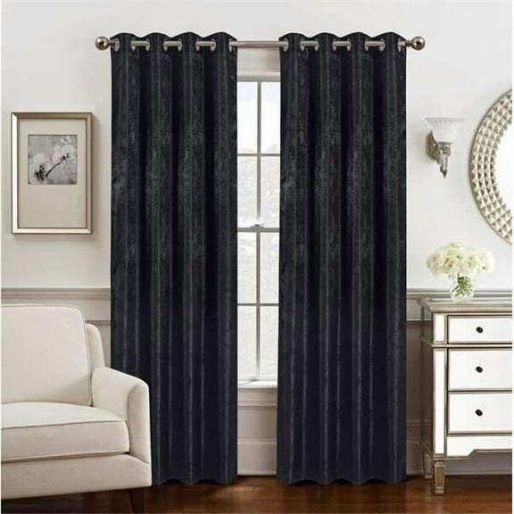 84 in. Roxy Two Tone Jacquard Grommet Panel, Black