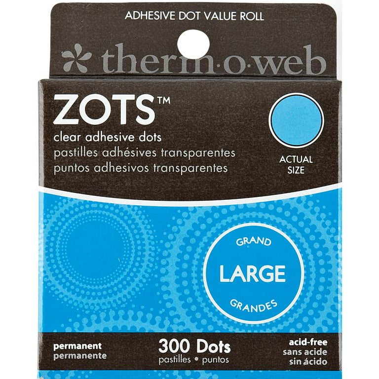 Zots Adhesive Dots Large .5In Diam .015In Thick 300Ct Roll 