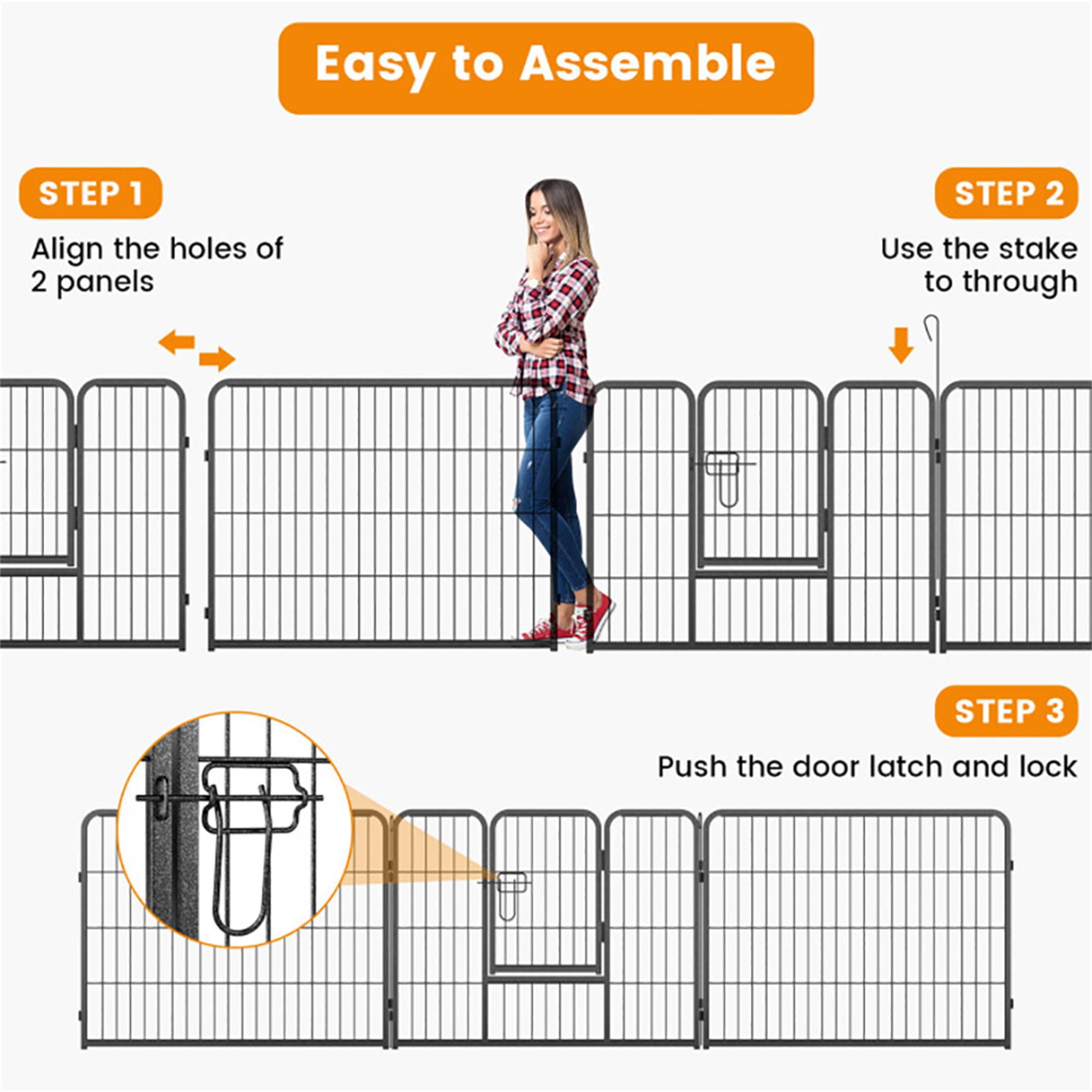 Demi Bonn 31"x24" Dog Playpen Outdoor 8-Panels Dog Pen Large Indoor Metal Puppy Pet Playpen for Small Dogs Run Fence, Black