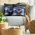thumbnail image 5 of Ambesonne Space Throw Pillow Cover 2 Pack, Funny Astronaut Cat Humor, 16", Blue White, 5 of 5