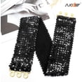thumbnail image 2 of Sequin Elastic Wide Belts for Women Sparkly Glitter Stretch Disco Belt for Dresses 70s 80s Costume Party, 2 of 8