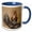 Blue/White, variant on 3drose, Eastern Screech Owl, Otus Asio, Roosting in Tree, 11oz Two-tone Black Mug