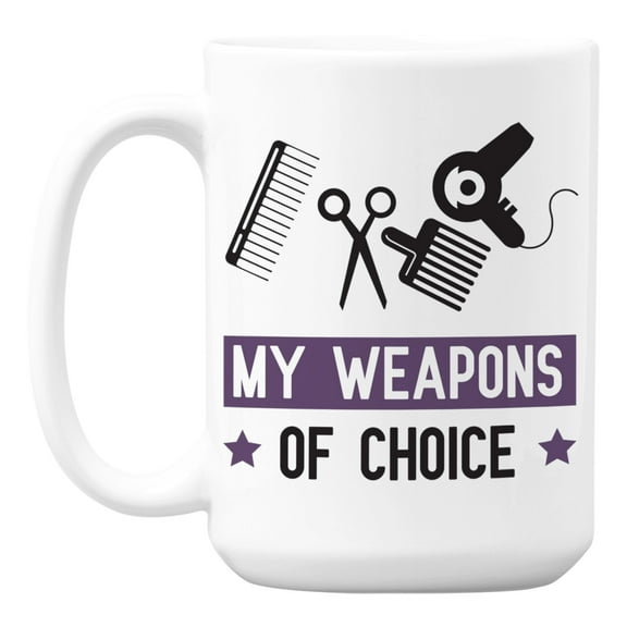 My Weapons of Choice feat. Barber Tools White Ceramic Coffee & Tea Mug (15oz)