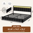 thumbnail image 4 of GUNAITO King Bed Frame with Headboard, Platform Bed with 2 Drawers, Velvet Upholstered Bed Frame with LED Lights & Charging station，Black, 4 of 10