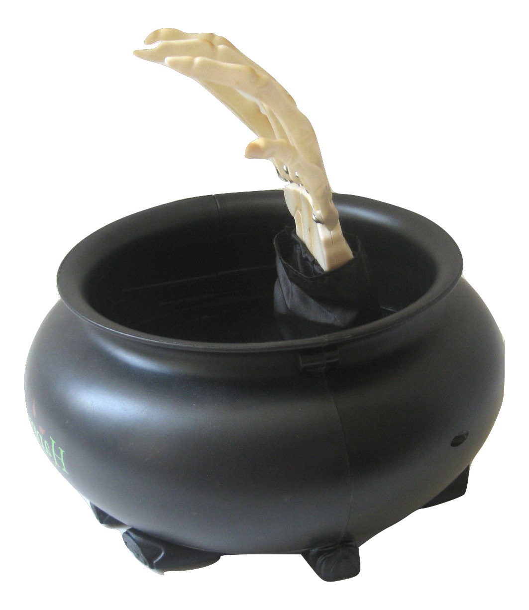 ANIMATED SKELETON HAND IN CAULDRON CANDY BOWL