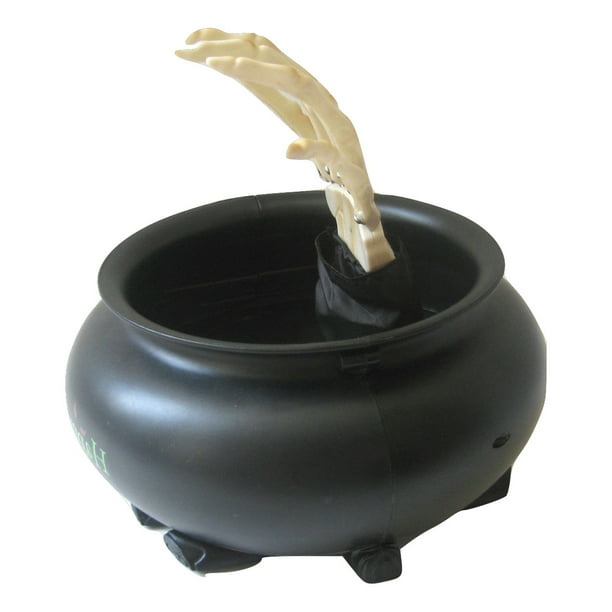ANIMATED SKELETON HAND IN CAULDRON CANDY BOWL