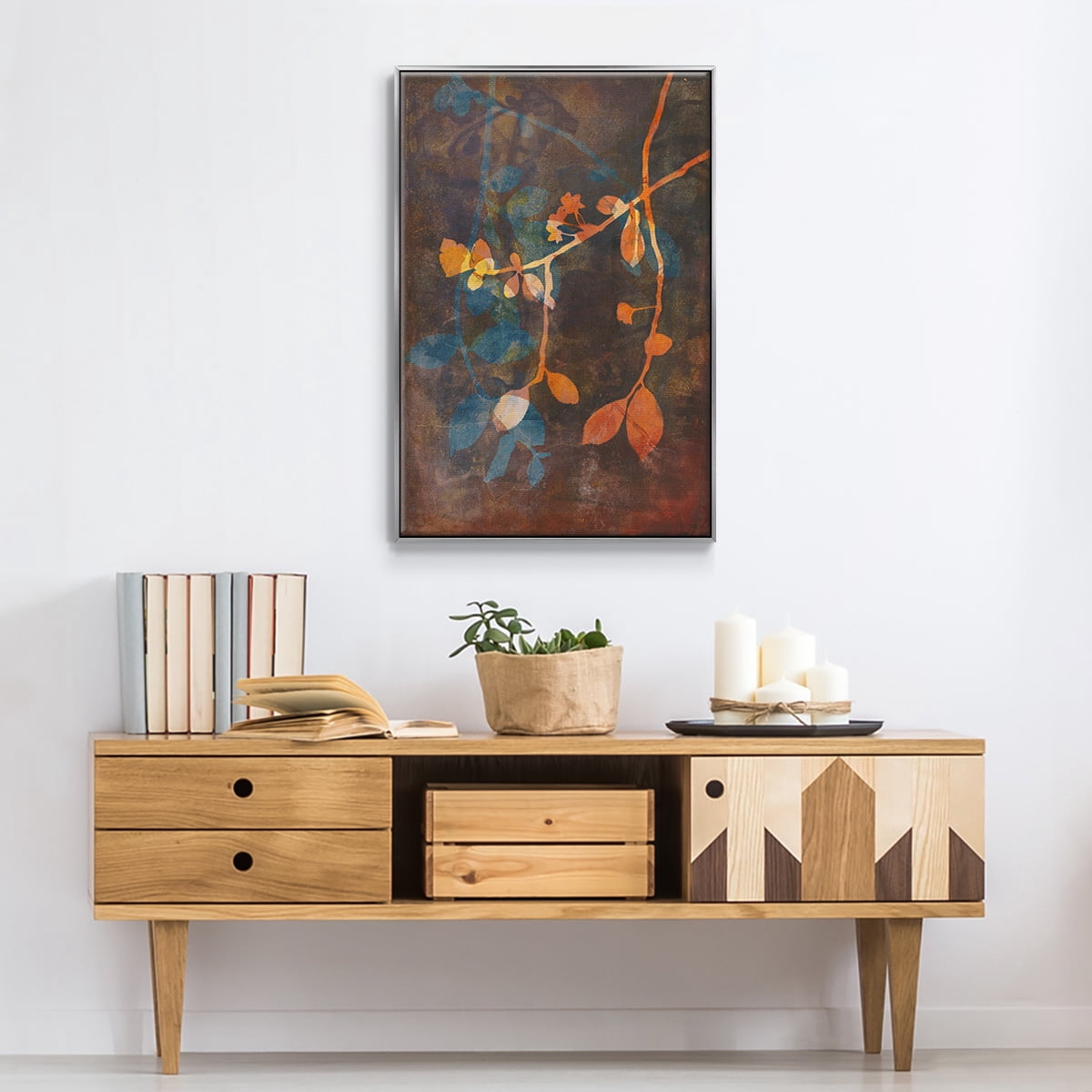 Branching Out V Framed Premium Gallery Wrapped Canvas - Ready to Hang - 27 x 41 - Silver Floating Frame