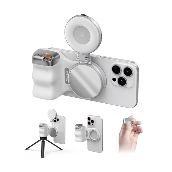 Creator Kit TELESIN Fun Shot con empuñadura magnética para cámara de teléfono y luz magnética C03 para selfies (plateada)