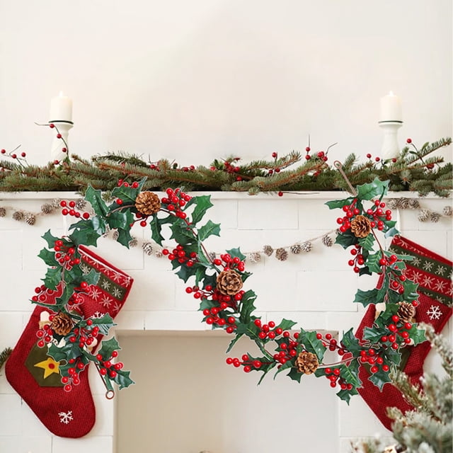 5.7ft Christmas Rattan Christmas Party Decoration Home Decoration Door Hanging Wreath Wall Hanging