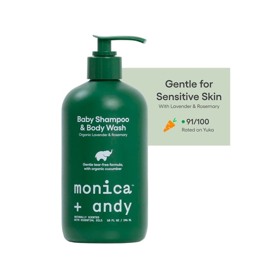 Monica   Andy 2-in-1 Baby Shampoo & Body Wash for Sensitive Infant Skin, Lavender & Rosemary, 10 fl oz