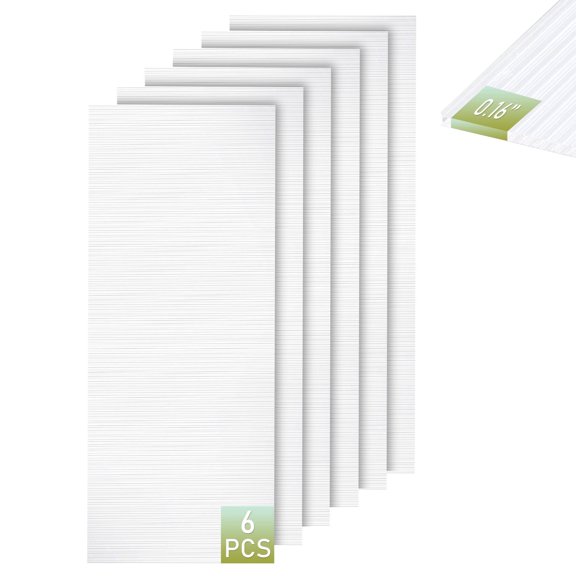 Bezseller 5x2 ft UV Resistant Clear Polycarbonate Panels - 6 pack , Translucent