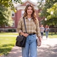 thumbnail image 5 of Flannel Fall Shirts for Women Casual Plaid Tops Long Sleeve Button Down Shirts, 5 of 9